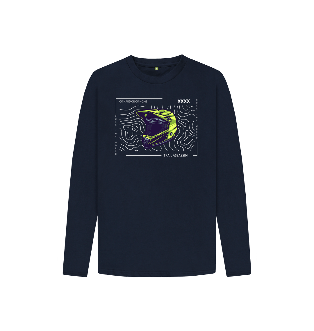 Navy Blue Kids Long Sleeve T-Shirt \u201cGo Hard Or Go Home\u201d