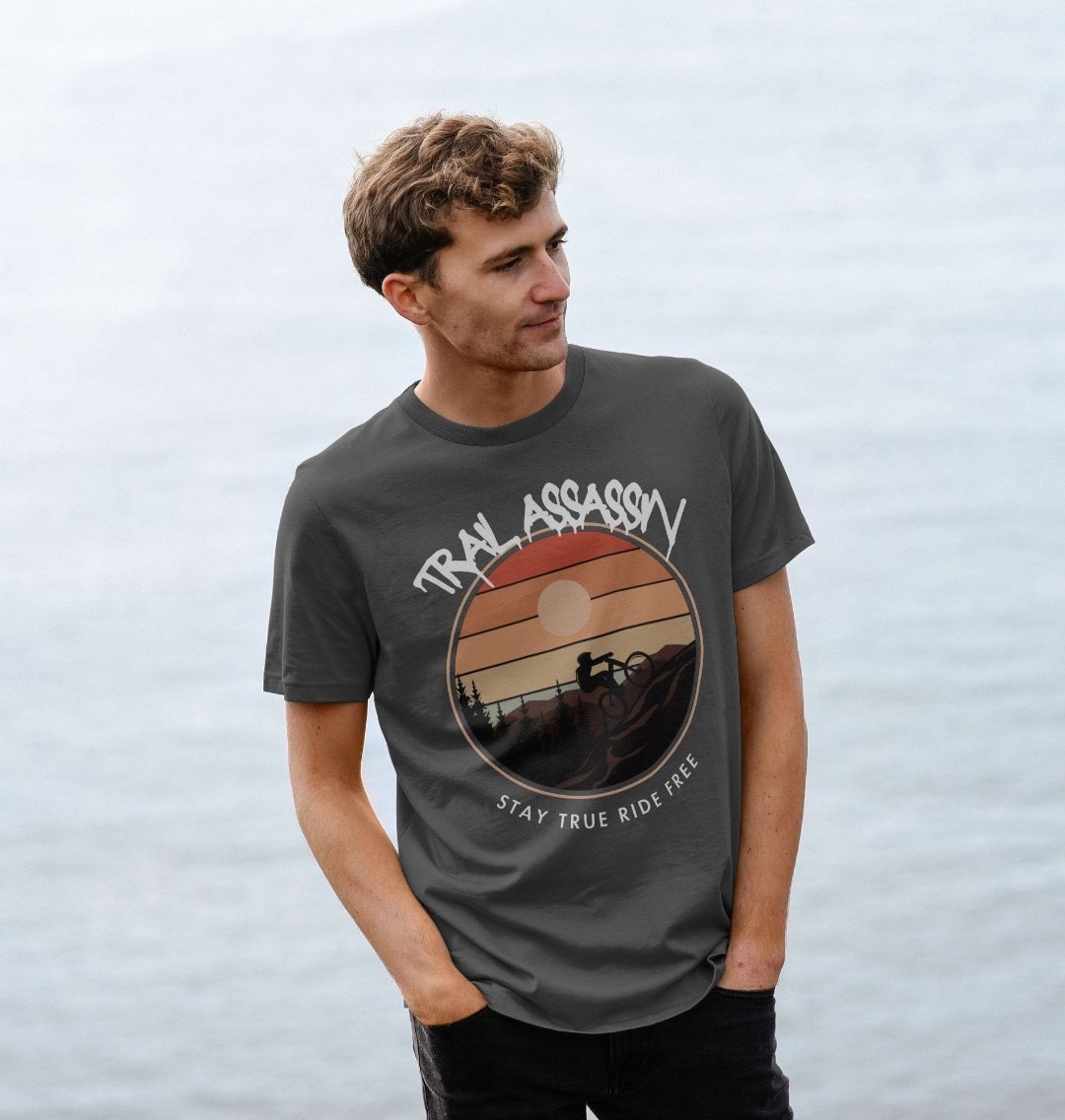 Men’s Organic Cotton MTB T-Shirt "STAY TRUE RIDE FREE"