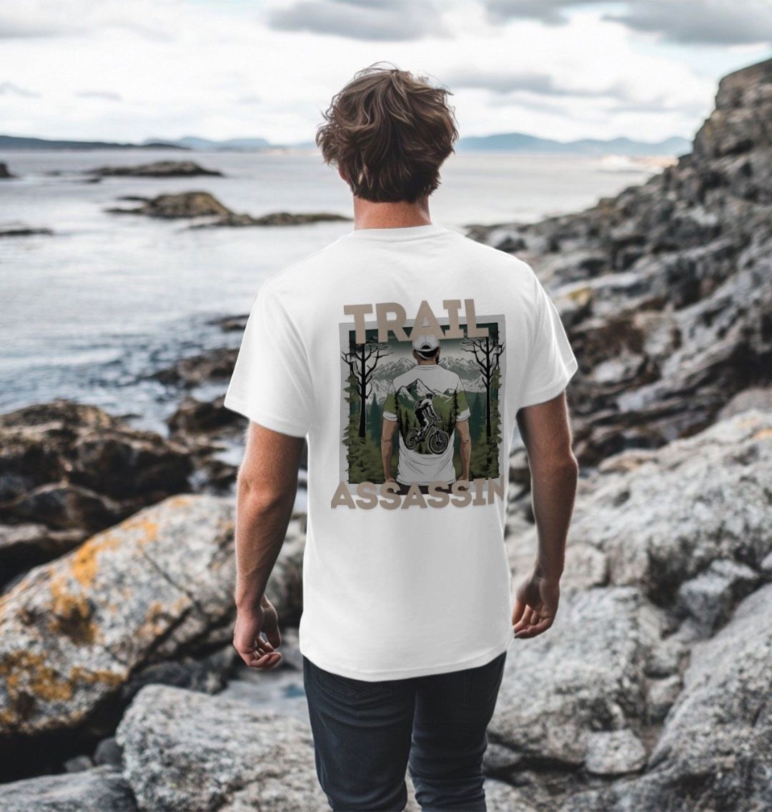 Men’s Organic Cotton MTB T-Shirt with With Mountain Biker Graphic
