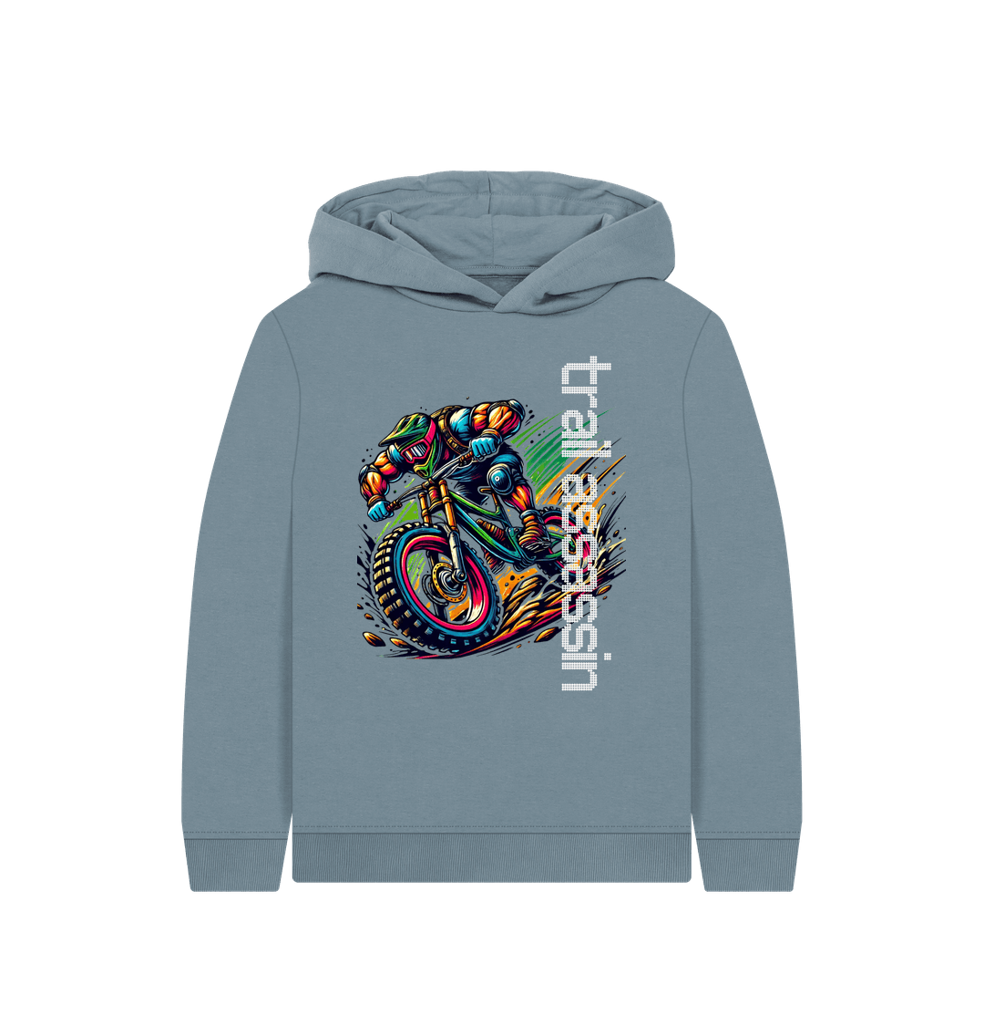 Stone Blue Printed Kids Hoodie