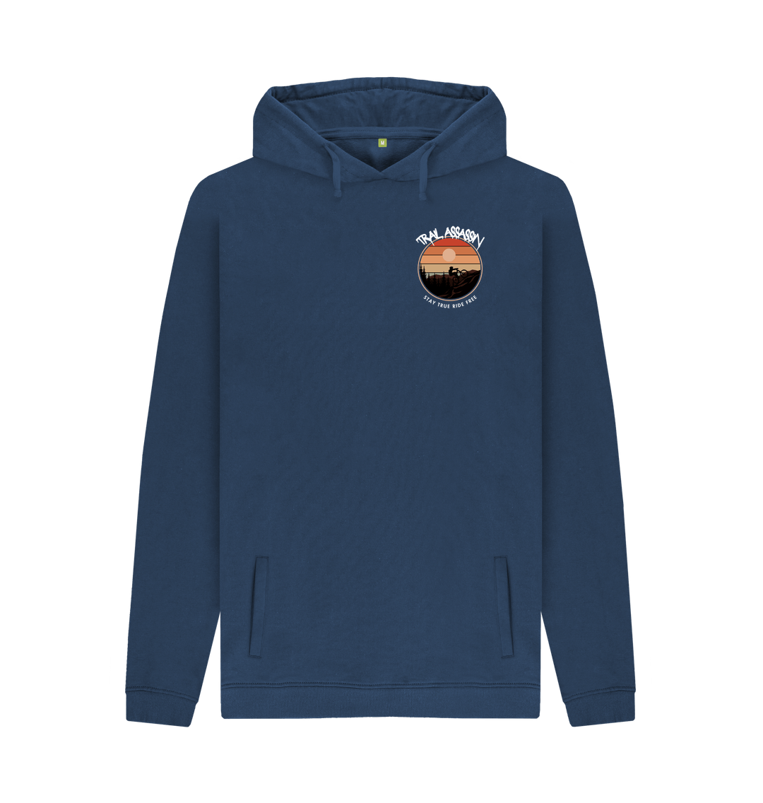 Navy Men\u2019s Hoodie \u201cSTAY TRUE RIDE FREE\u201d