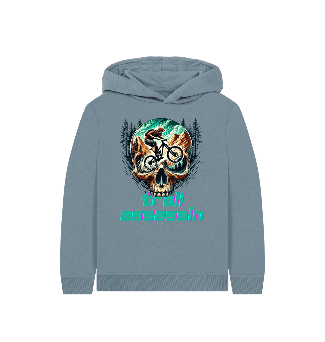 Stone Blue Printed Kids Hoodie