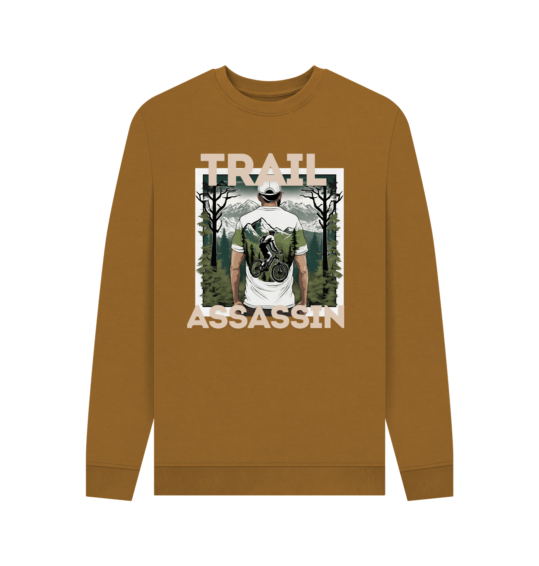 Brown Men\u2019s Sweater With Mountain Biker Graphic