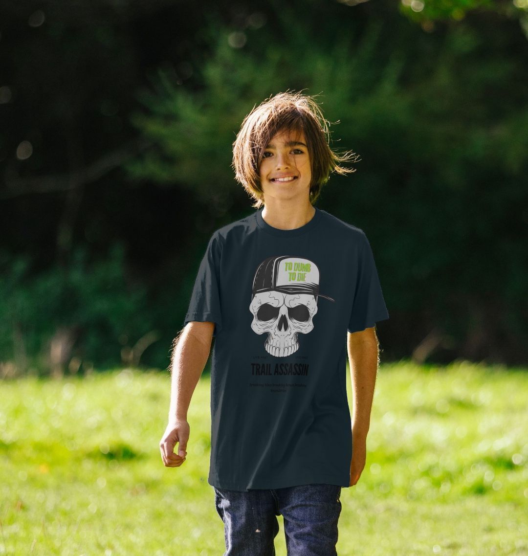 Kids Organic Cotton MTB T-Shirt “TOO DUMB TO DIE”