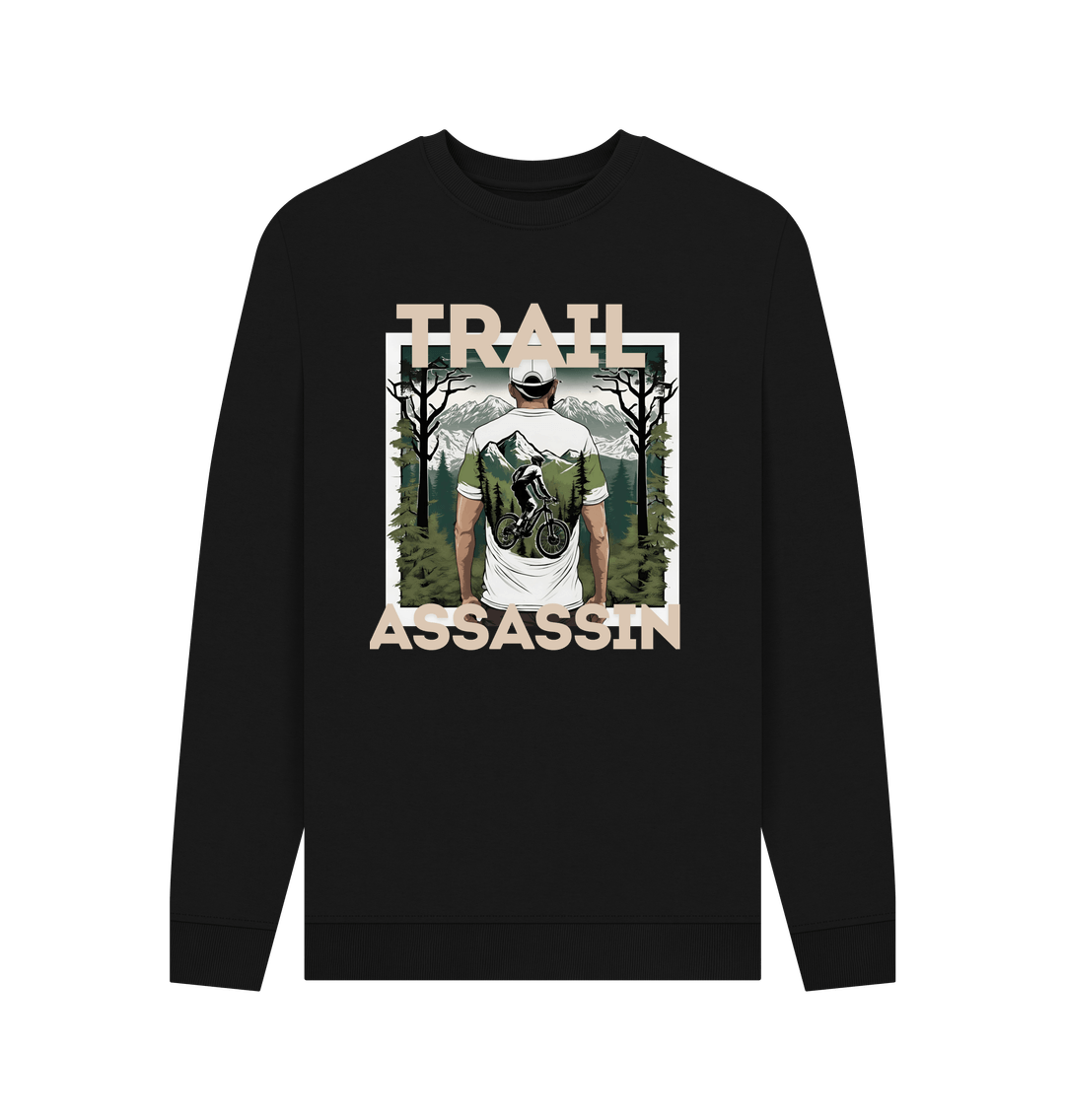 Black Men\u2019s Sweater With Mountain Biker Graphic