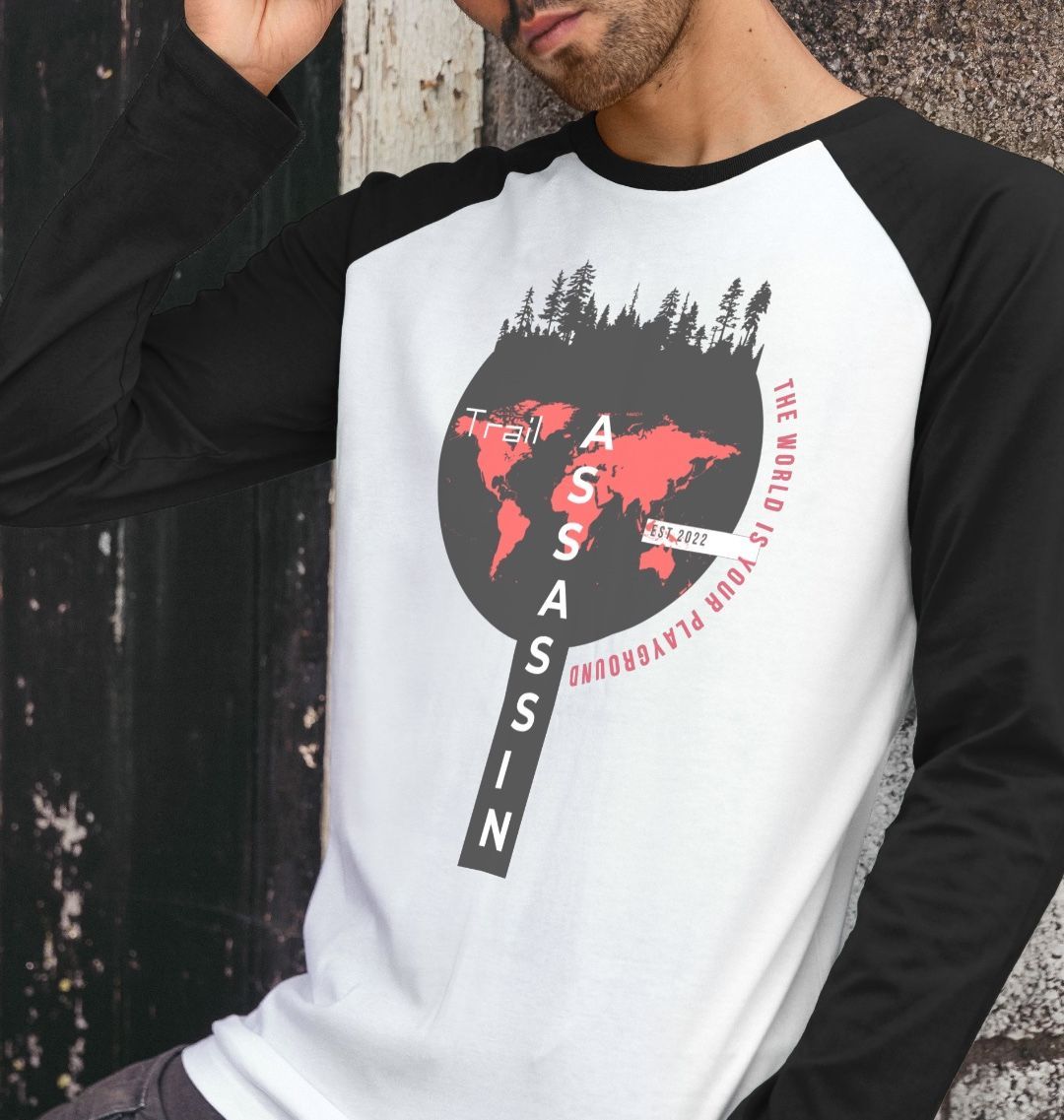 Men’s Organic Cotton MTB Long Sleeve T-Shirt With World Graphic