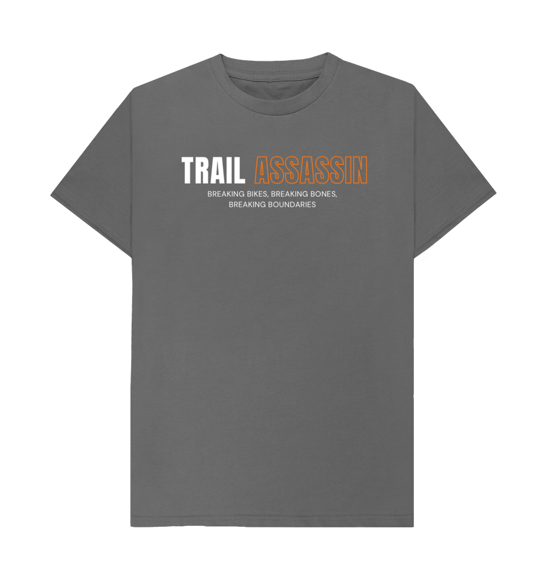 Slate Grey T-Shirt \u201cTRAIL ASSASSIN\u201d Black
