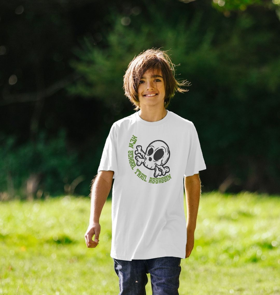 Kids Organic Cotton MTB T-Shirt “NEW SCHOOL” Green
