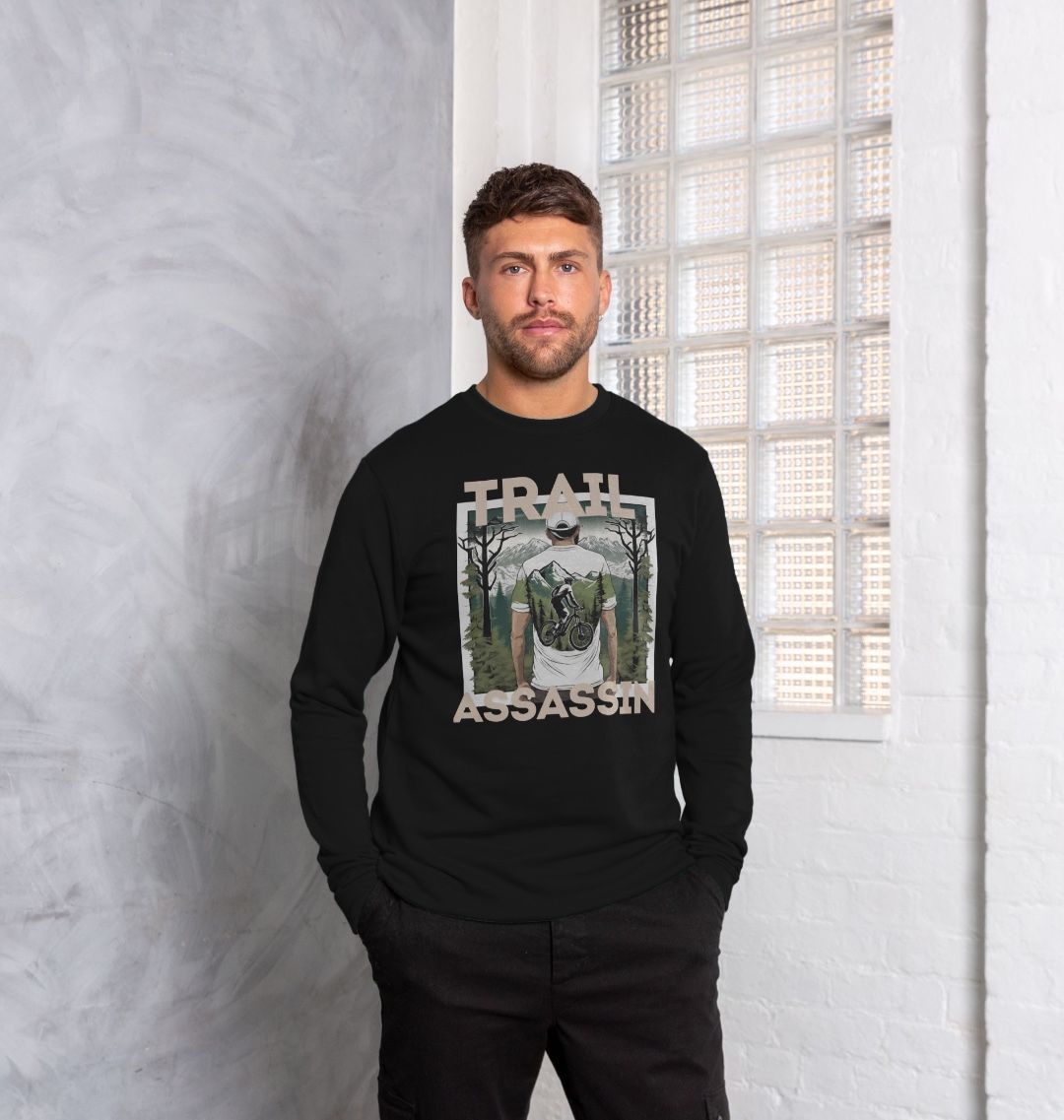 Men’s Organic Cotton MTB Sweater With Mountain Biker Graphic