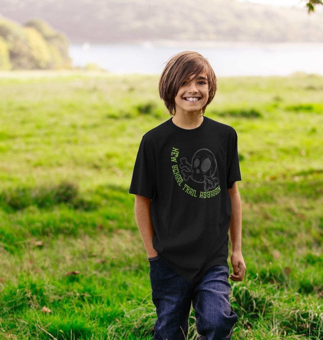 Kids Organic Cotton MTB T-Shirt “NEW SCHOOL” Green