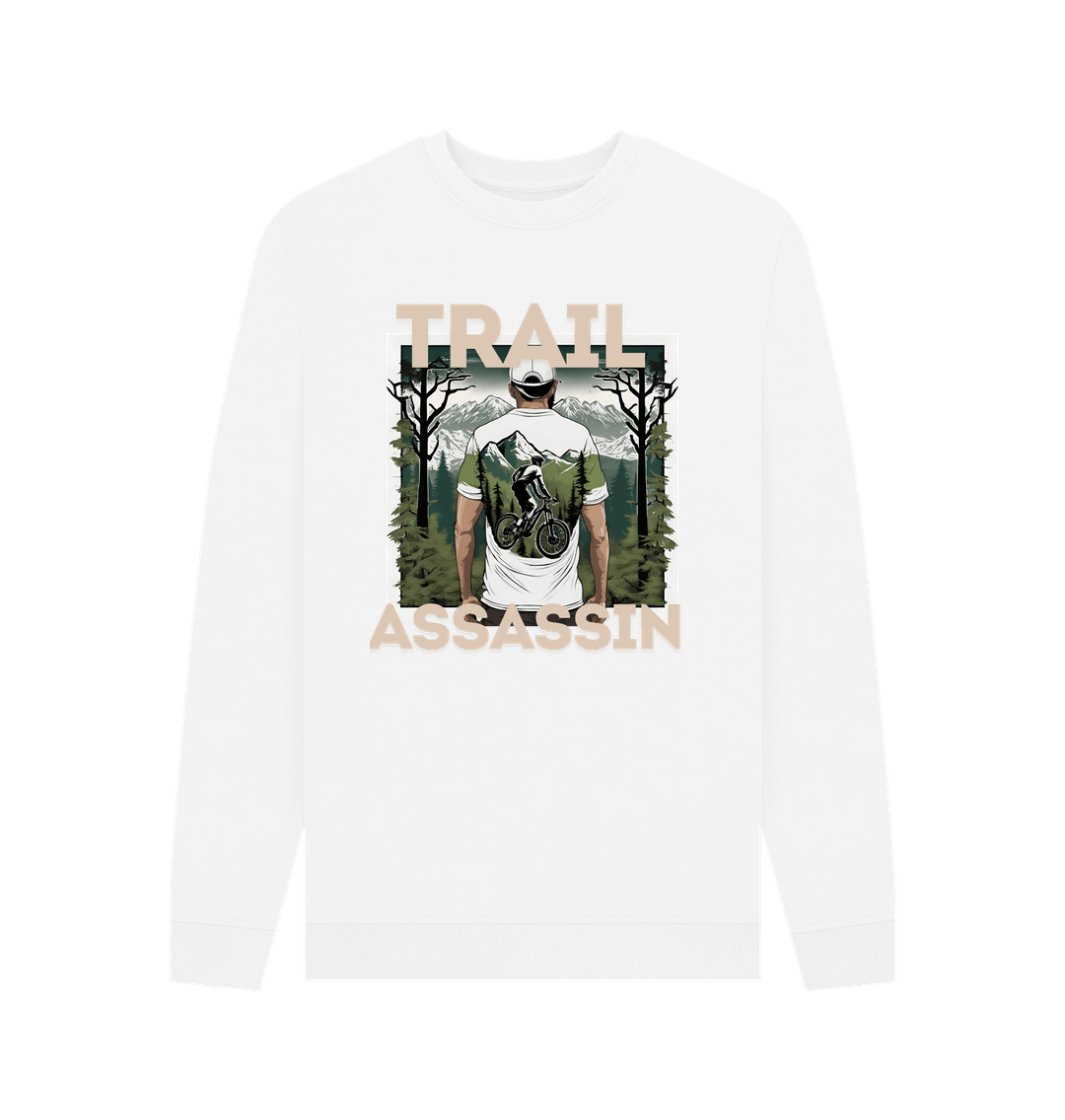 White Men\u2019s Sweater With Mountain Biker Graphic