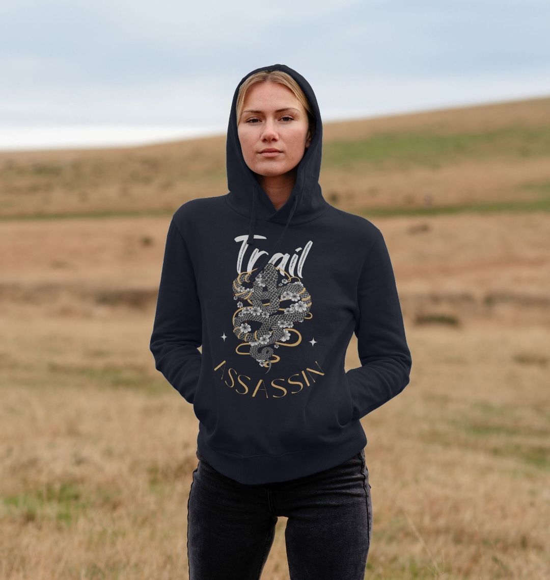 Ladies Organic Cotton MTB Hoodie With Snake Graphic
