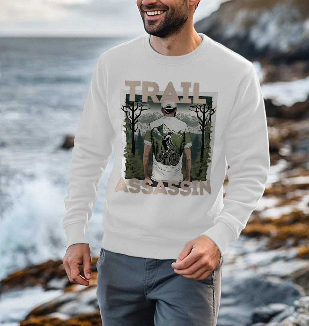 Men’s Organic Cotton MTB Sweater With Mountain Biker Graphic