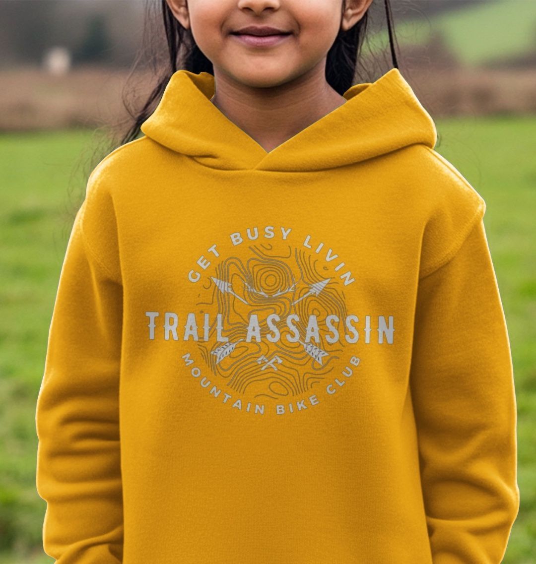 Kids Organic Cotton MTB Hoodie “GET BUSY LIVIN”