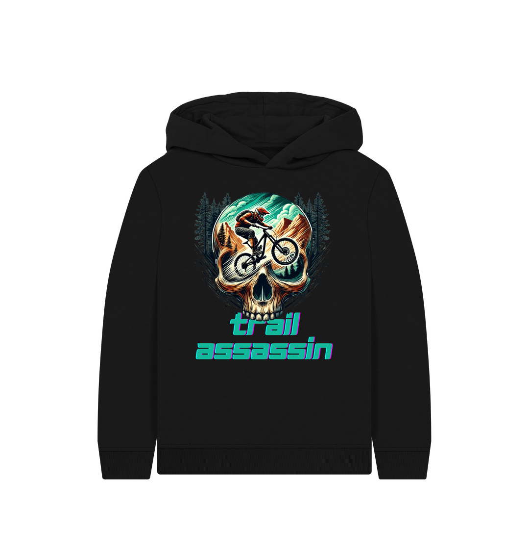 Black Printed Kids Hoodie