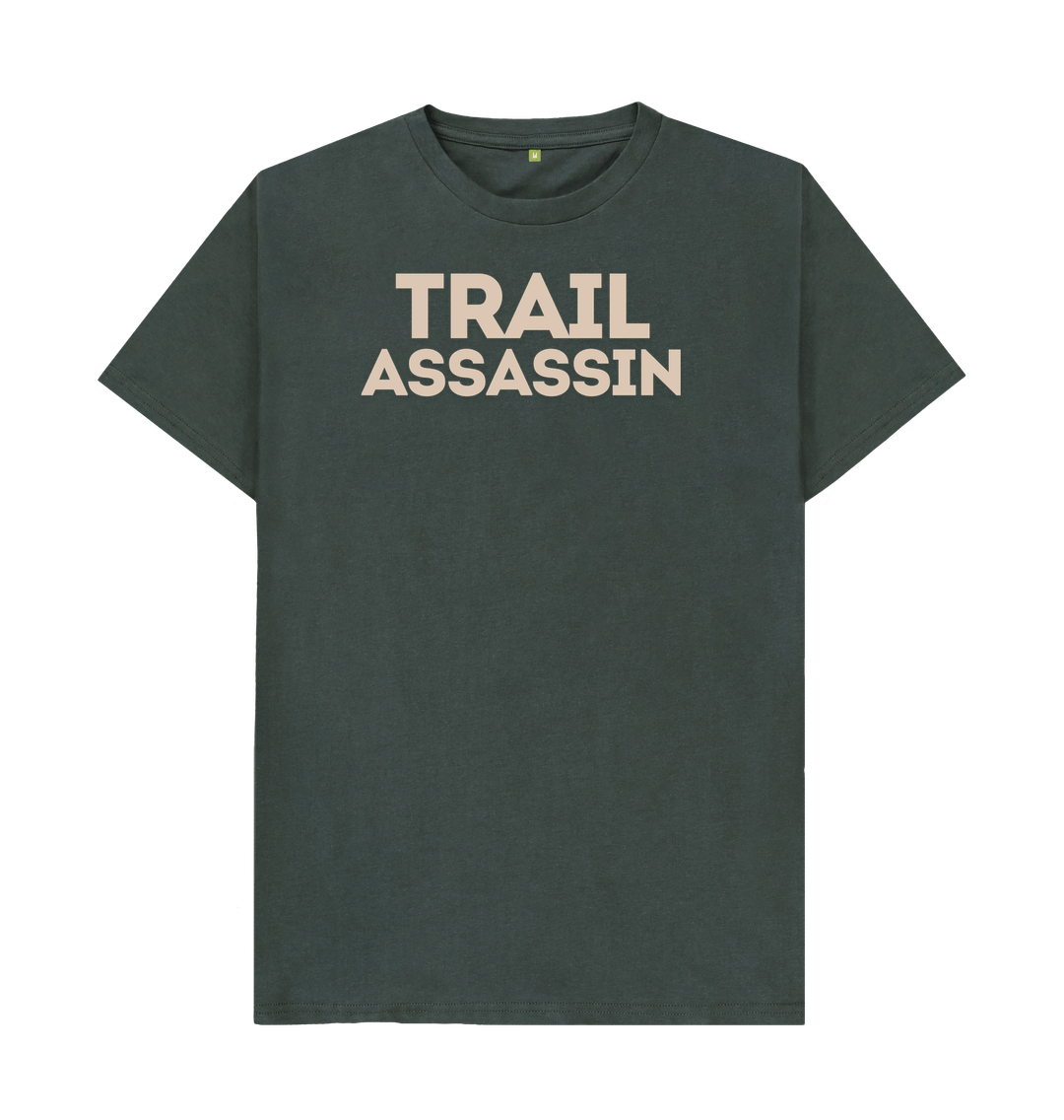 Dark Grey Men\u2019s T-Shirt with With Mountain Biker Graphic