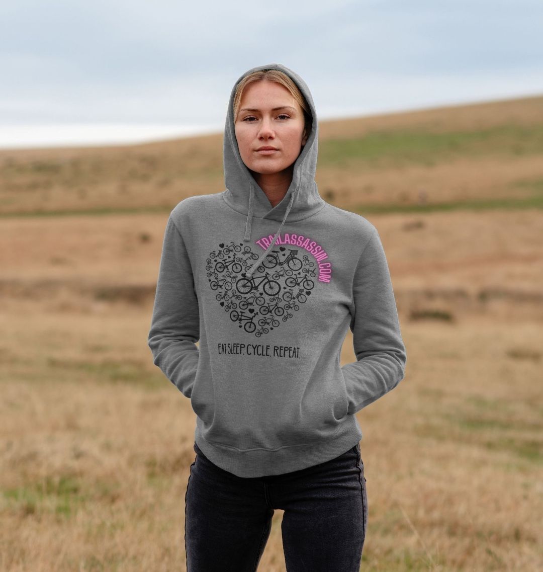 Ladies Organic Cotton MTB Hoodie “EAT,SLEEP,CYCLE,REPEAT”