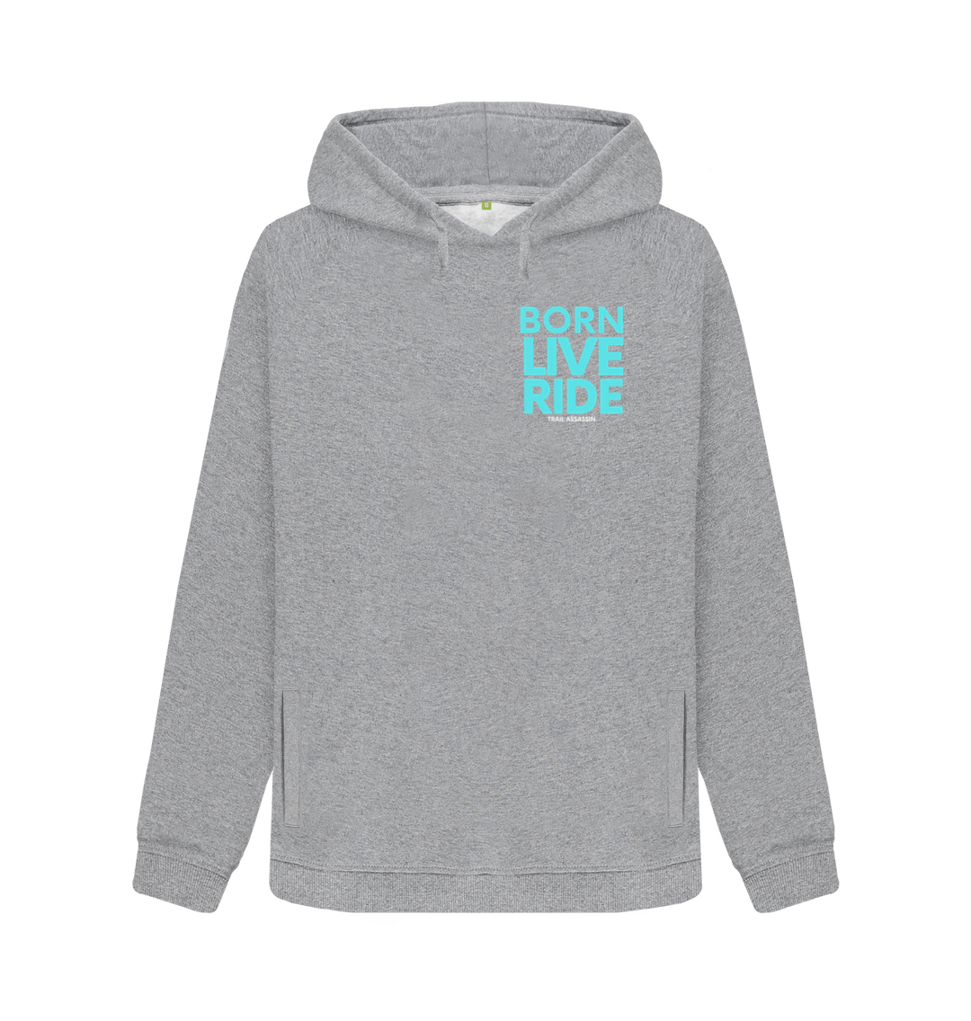 Light Heather Ladies Hoodie\u201dBORN LIVE RIDE\u201d