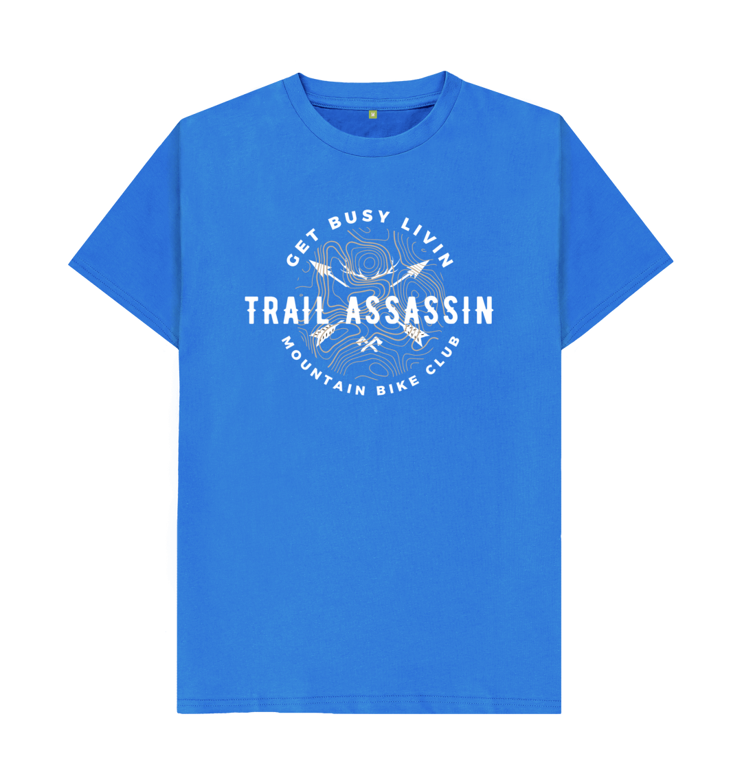 Bright Blue Men\u2019s T-Shirt \u201cGET BUSY LIVIN\u201d