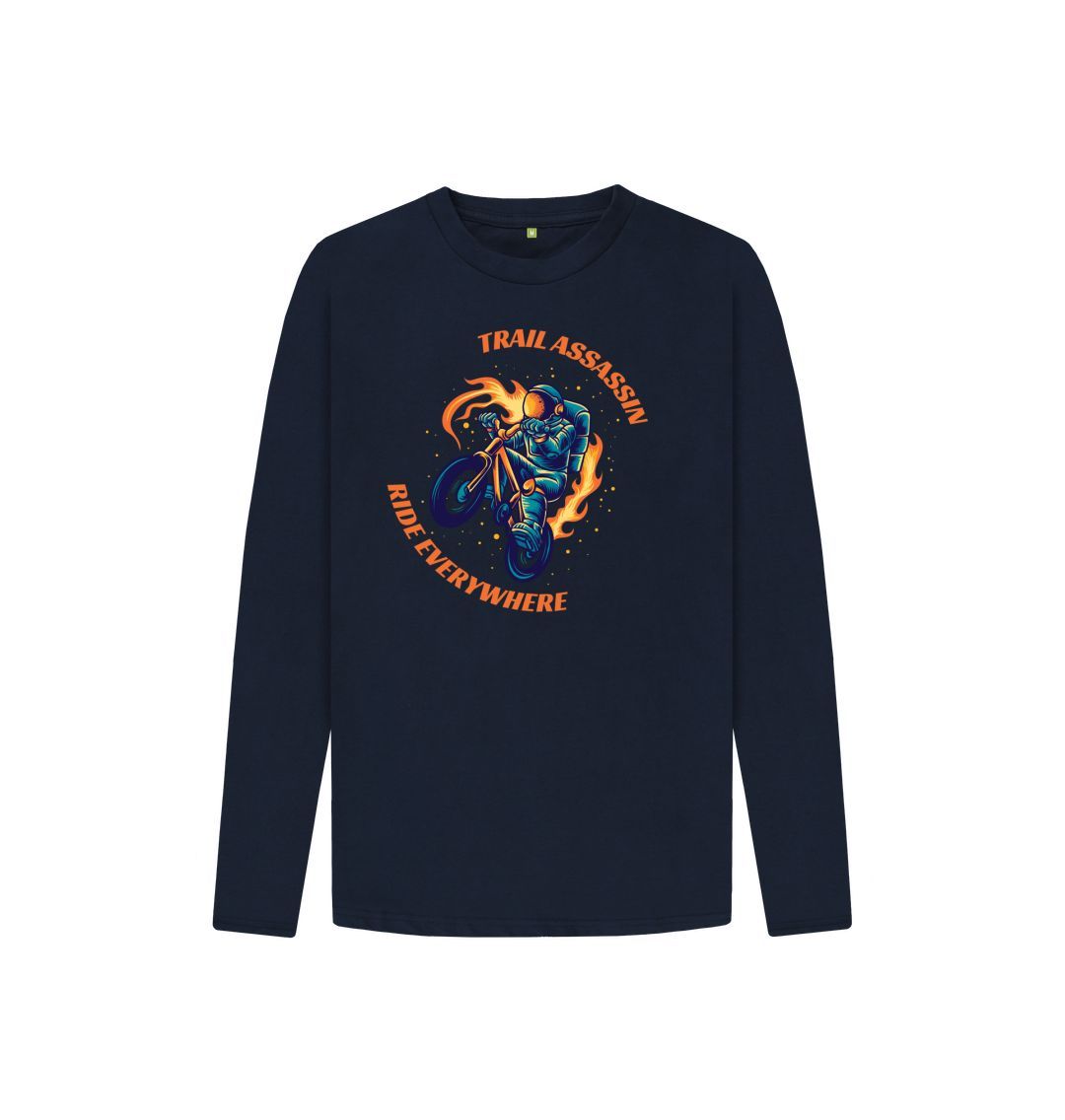 Navy Blue Kids Long Sleeve T-Shirt\u201dRIDE EVERYWHERE\u201d