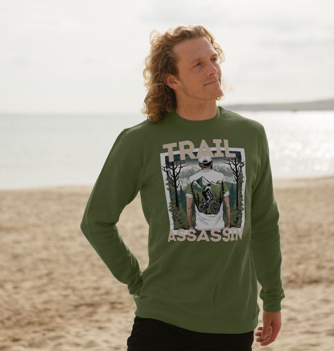 Men’s Organic Cotton MTB Sweater With Mountain Biker Graphic