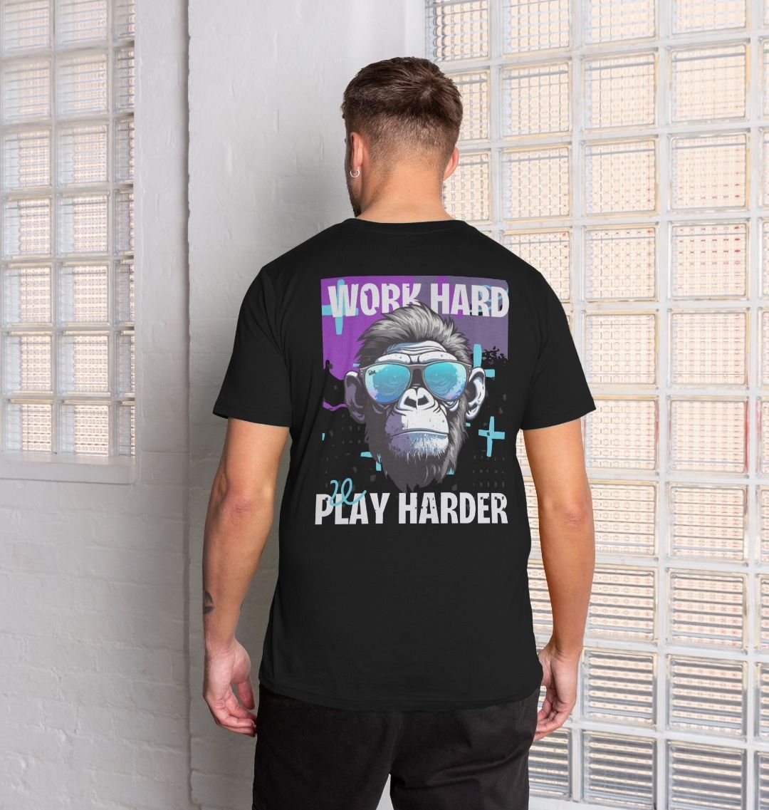 Men’s Organic Cotton MTB T-Shirt “WORK HARD,PLAY HARDER”