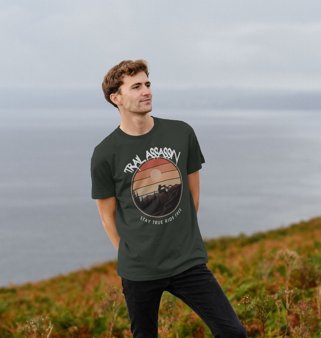 Men’s Organic Cotton MTB T-Shirt "STAY TRUE RIDE FREE"