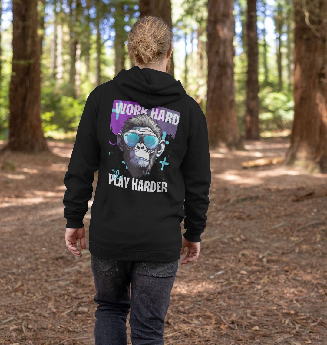 Men’s Organic Cotton MTB Hoodie “WORK HARD,PLAY HARDER”