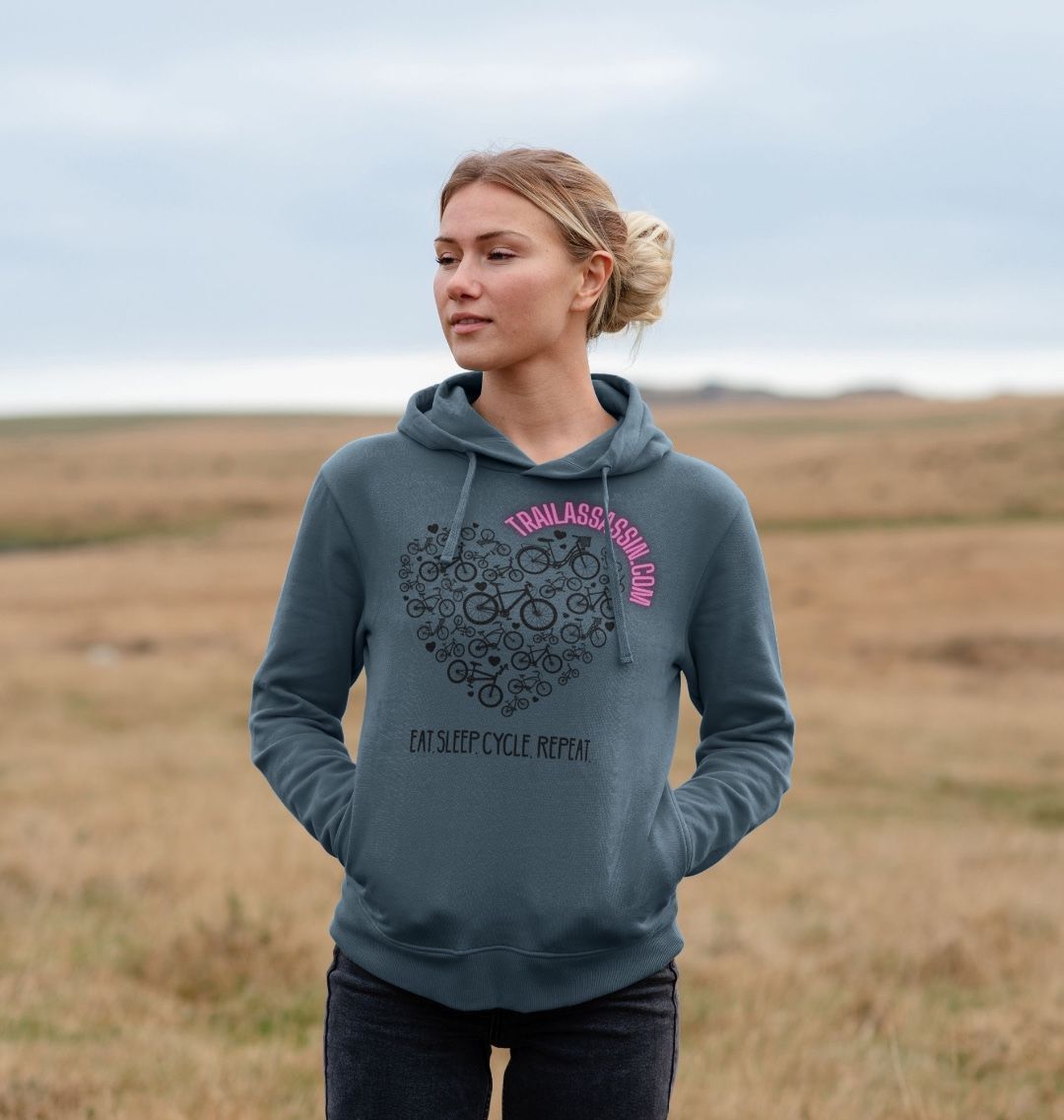 Ladies Organic Cotton MTB Hoodie “EAT,SLEEP,CYCLE,REPEAT”