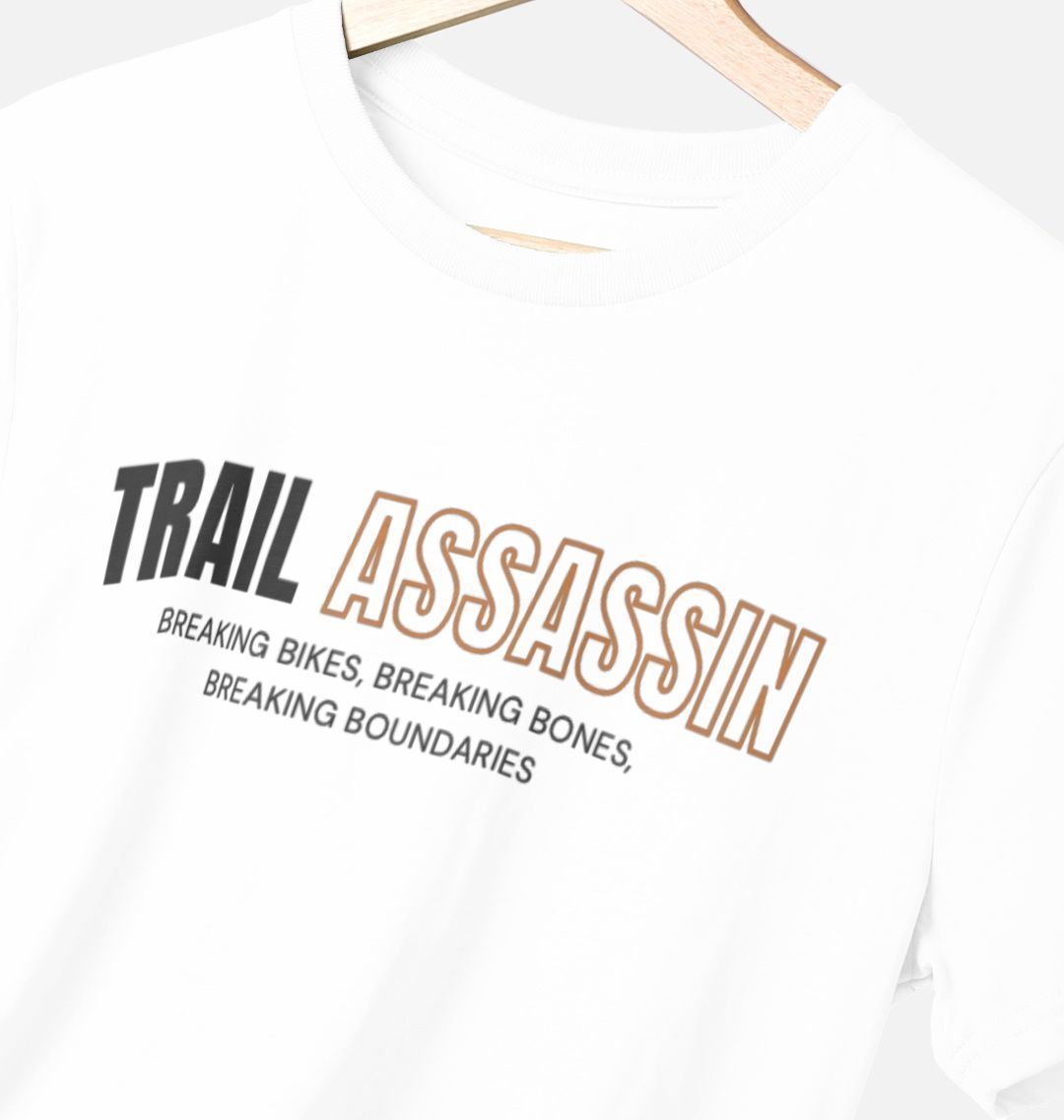 Mens Organic Cotton MTB T-Shirt “TRAIL ASSASSIN” White
