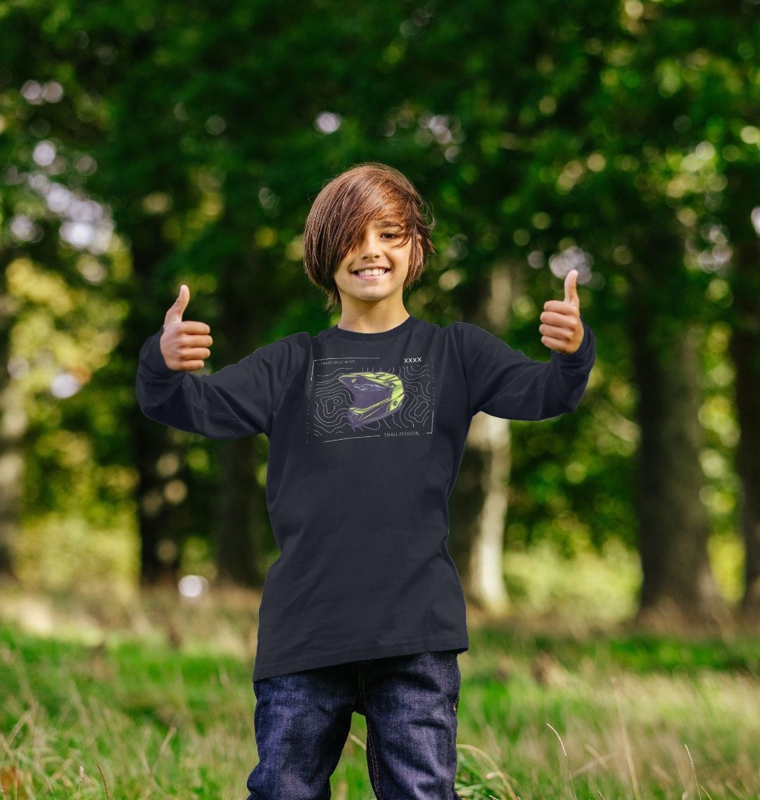 Kids Organic Cotton MTB Long Sleeve T-Shirt “Go Hard Or Go Home”