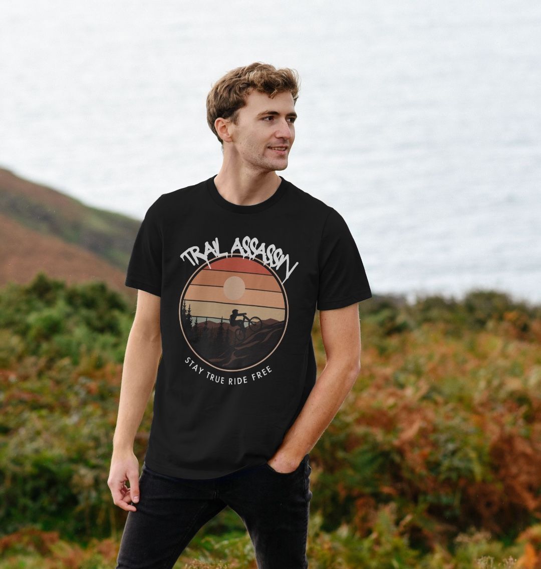 Men’s Organic Cotton MTB T-Shirt "STAY TRUE RIDE FREE"