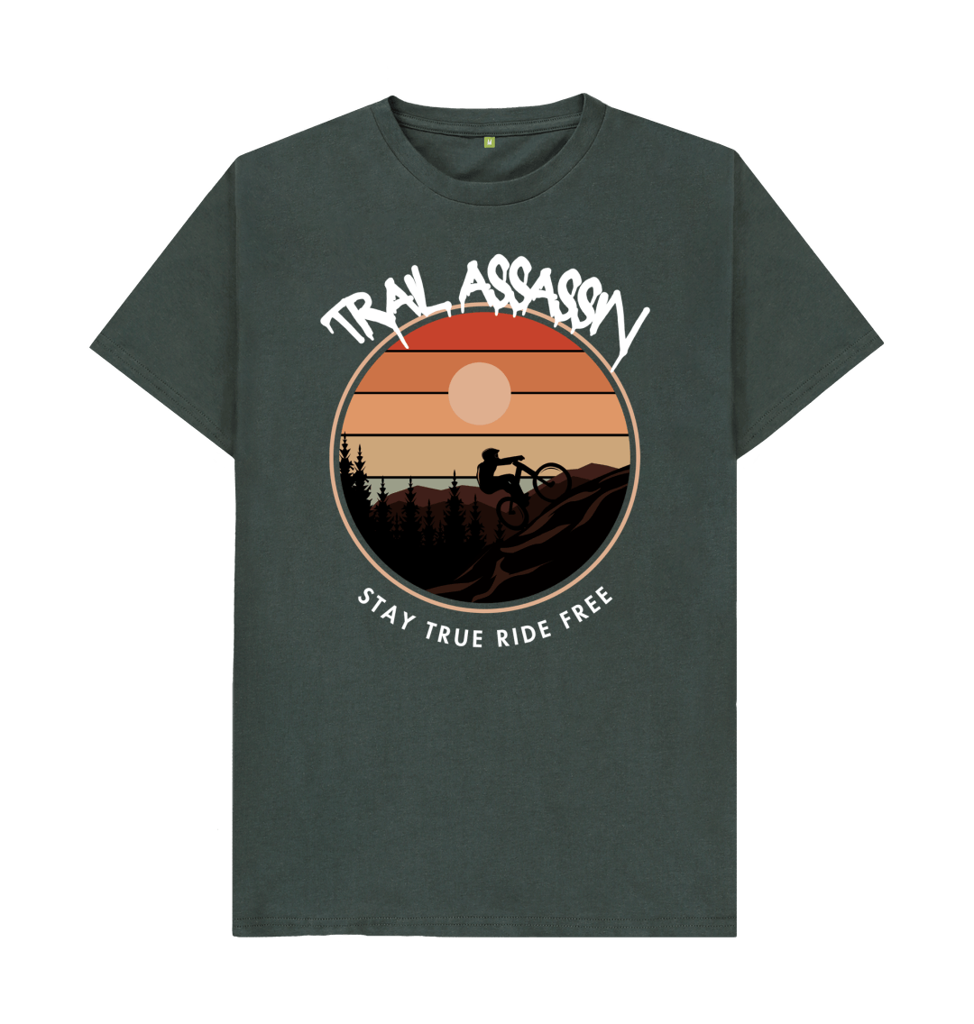 Dark Grey Men\u2019s T-Shirt (STAY TRUE RIDE FREE)