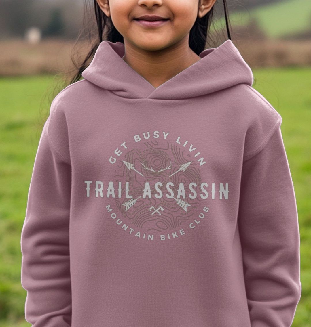 Kids Organic Cotton MTB Hoodie “GET BUSY LIVIN”