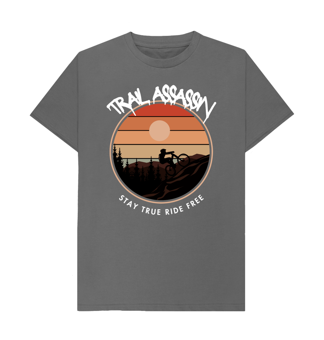 Slate Grey Men\u2019s T-Shirt (STAY TRUE RIDE FREE)