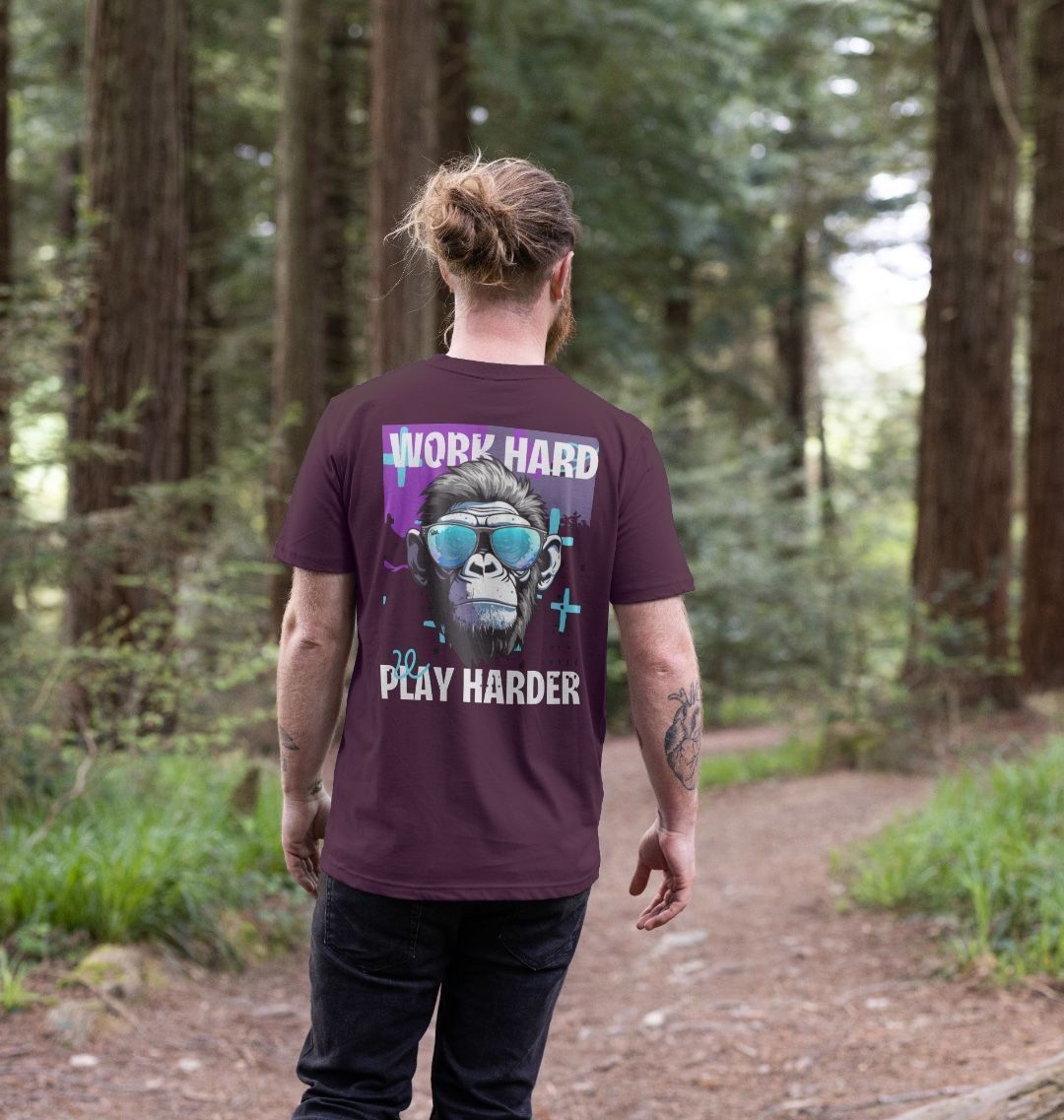 Men’s Organic Cotton MTB T-Shirt “WORK HARD,PLAY HARDER”