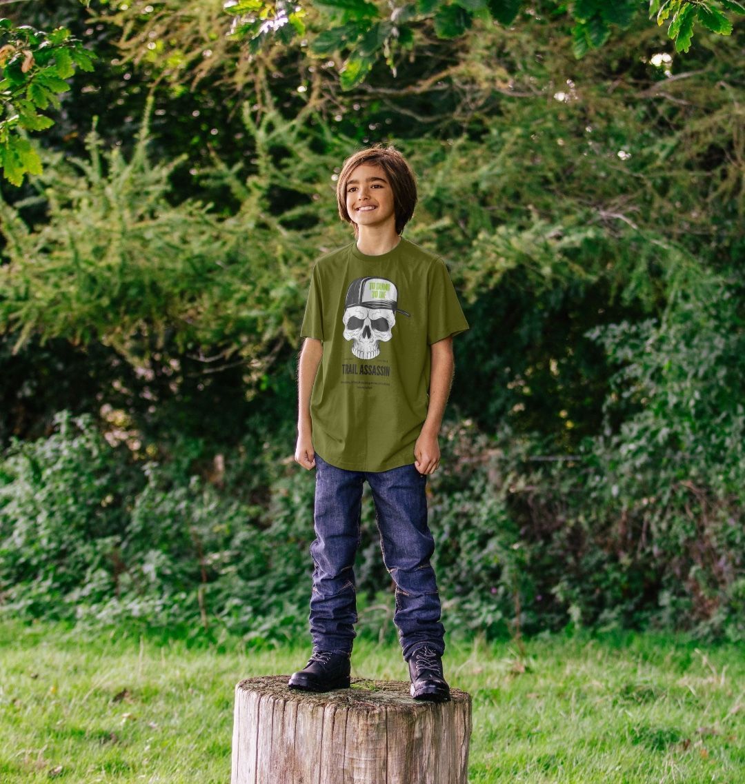 Kids Organic Cotton MTB T-Shirt “TOO DUMB TO DIE”