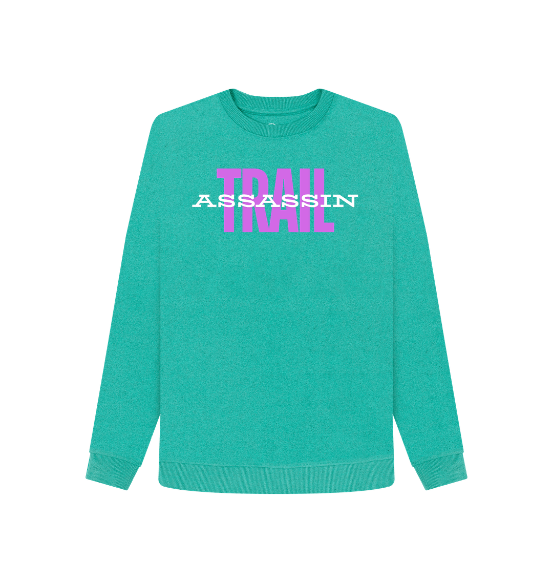 Seagrass Green Ladies Sweater with Pink Print