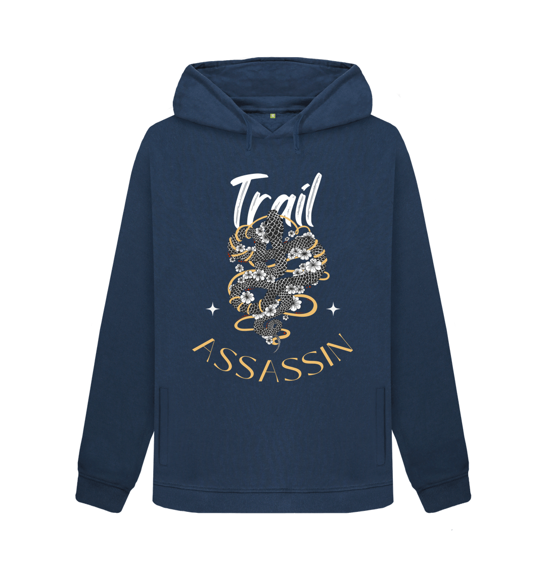 Navy Blue Ladies Hoodie With Snake Graphic