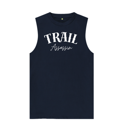 Navy Blue Vest With Trail Assassin Graphic