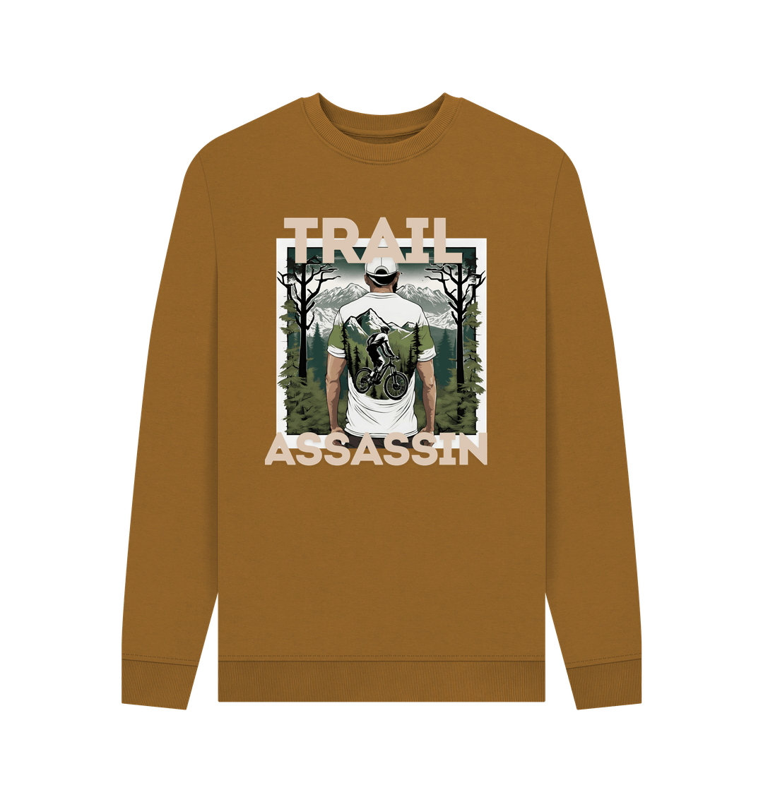 Brown Sweater With Mountain Biker Graphic