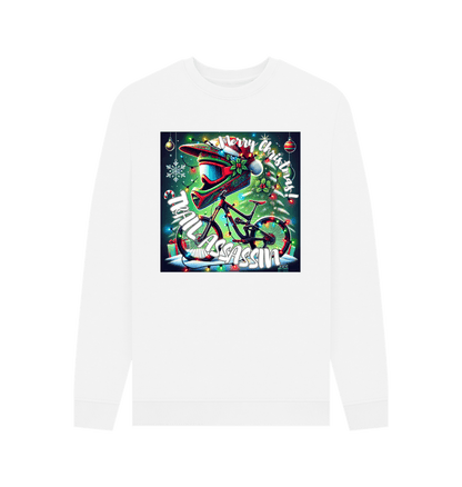 White Men\u2019s Crew Neck Sweater \u201cMERRY CRANKMAS\u201d