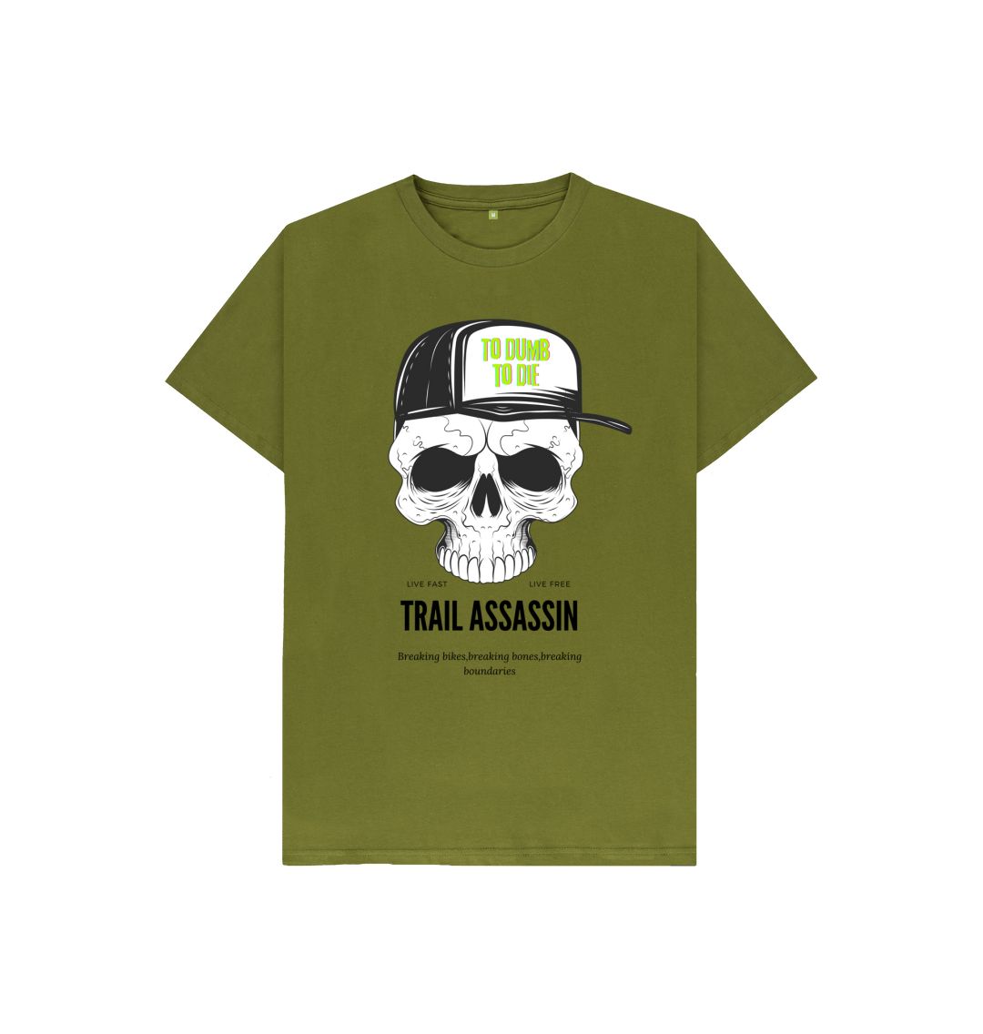 Moss Green Kids T-Shirt \u201cTOO DUMB TO DIE\u201d