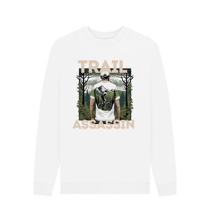 White Sweater With Mountain Biker Graphic