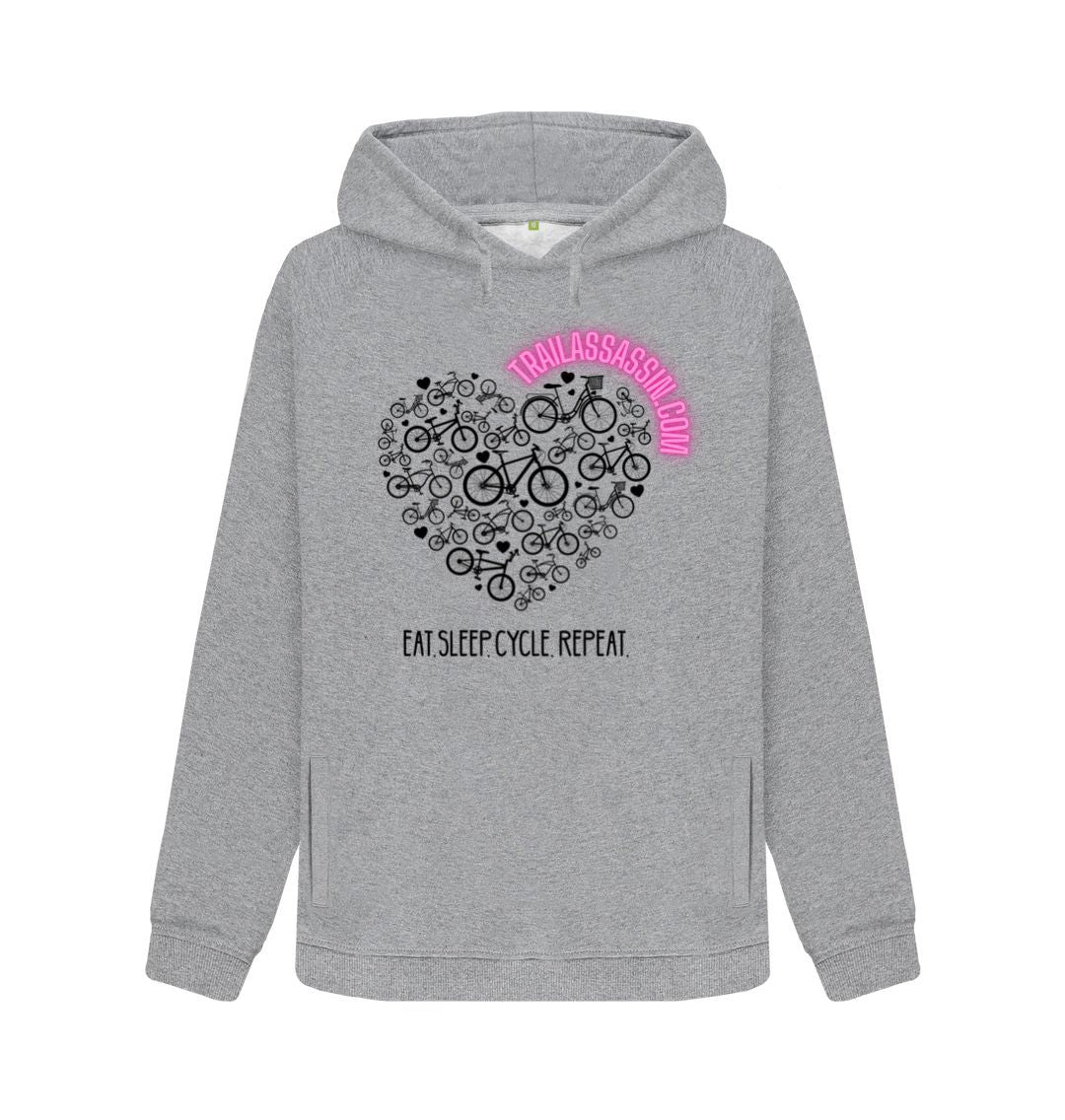 Light Heather Ladies Hoodie \u201cEAT,SLEEP,CYCLE,REPEAT\u201d