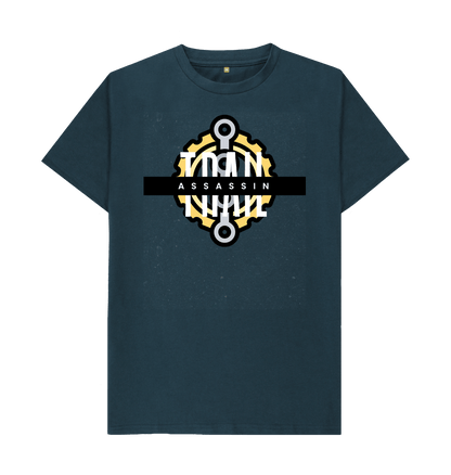 Denim Blue T-Shirt With Chain and Chainring Graphic