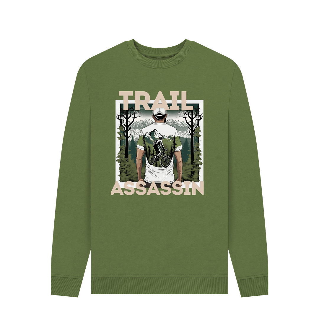 Khaki Sweater With Mountain Biker Graphic