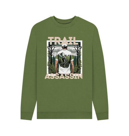 Khaki Sweater With Mountain Biker Graphic