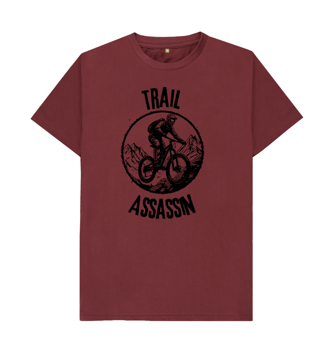 Red Wine T-Shirt with  Mountain Biker Graphic