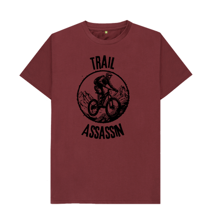 Red Wine T-Shirt with  Mountain Biker Graphic